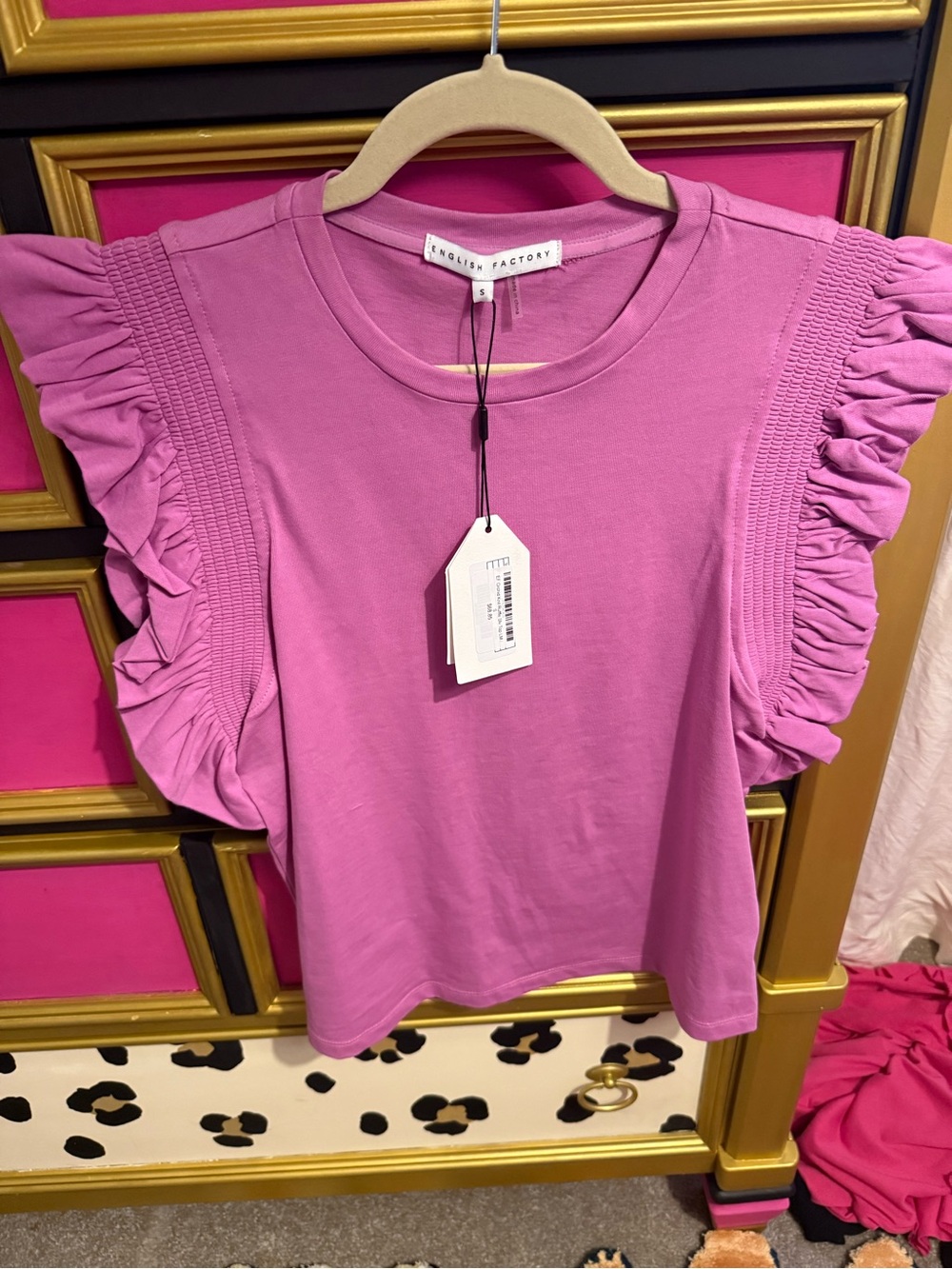 English Factory Magenta Ruffle Sleeve Tank Top